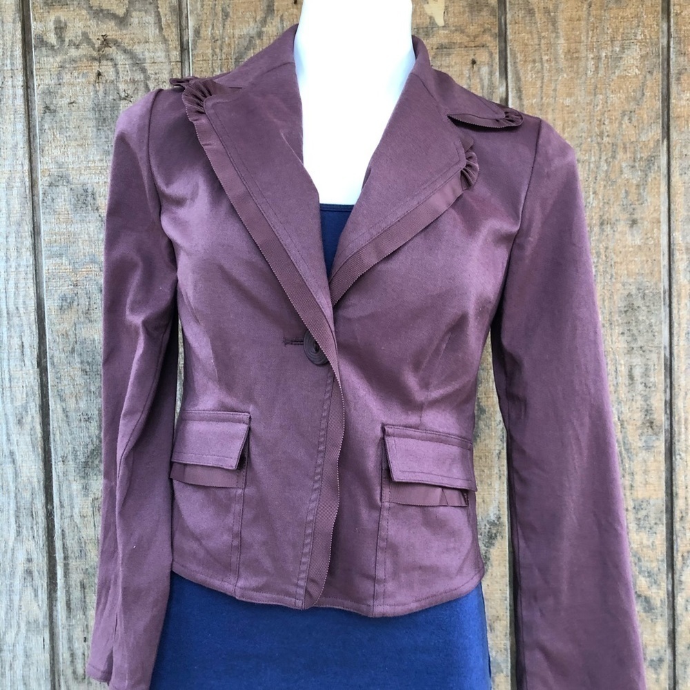 J jill ruffled lapel cropped blazer 0 petite